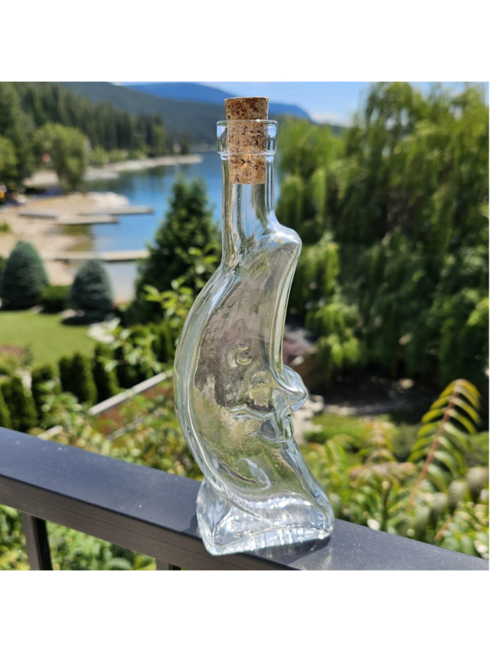Vintage MOD DEP Crescent Moon Glass Bottle: Italy MCM Decanter Depose